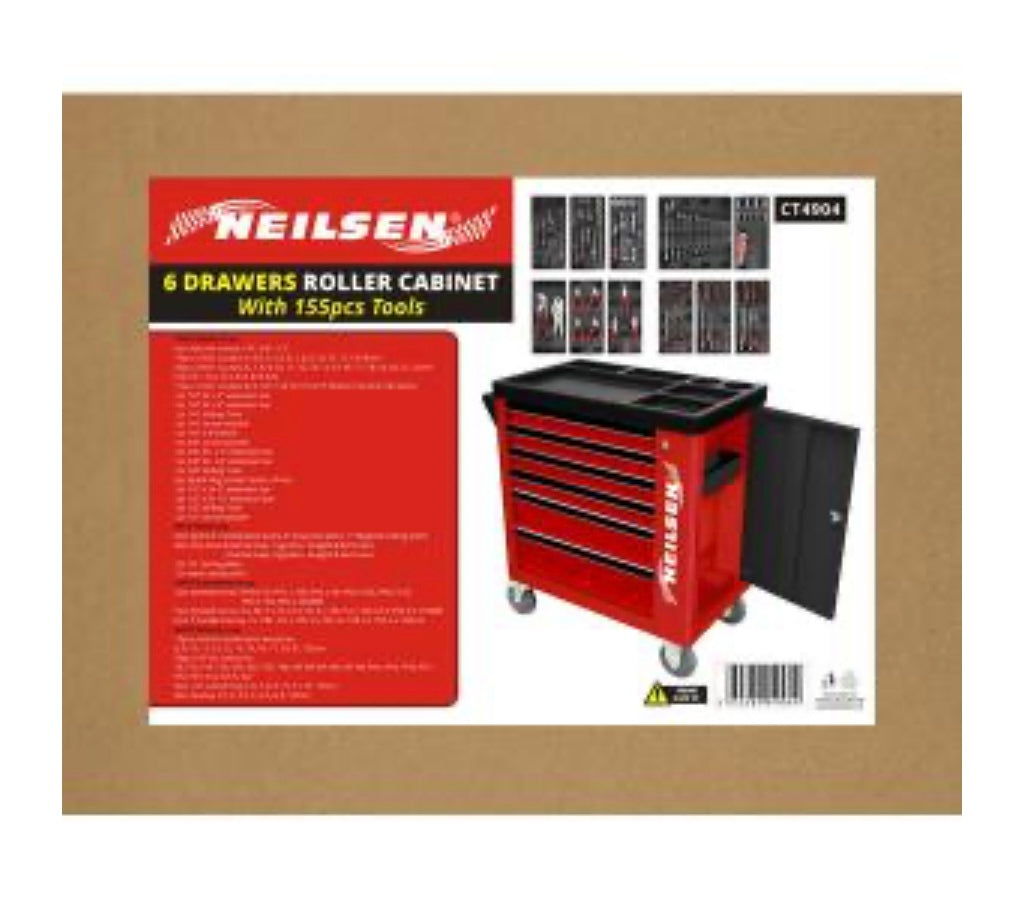 6 Drawer Toolbox Roller Cabinet With 155pcs Tools