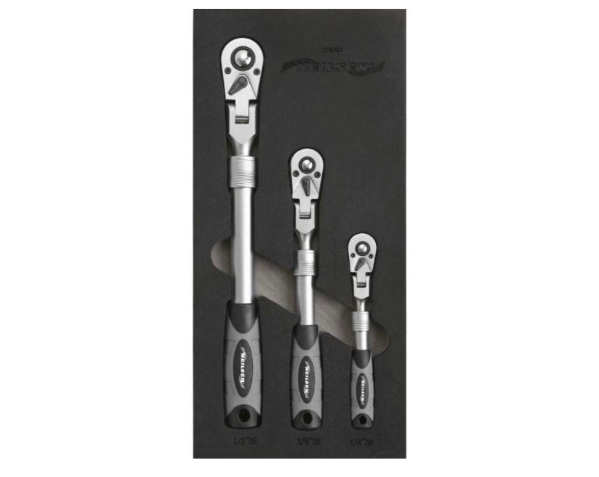 Ratchet Set With Flexi Head 1/2 3/8 1/4 Inch